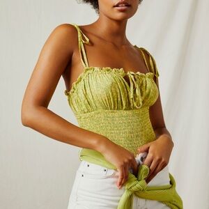 Free People Bardot BodySuit Lime Combo Size Medium